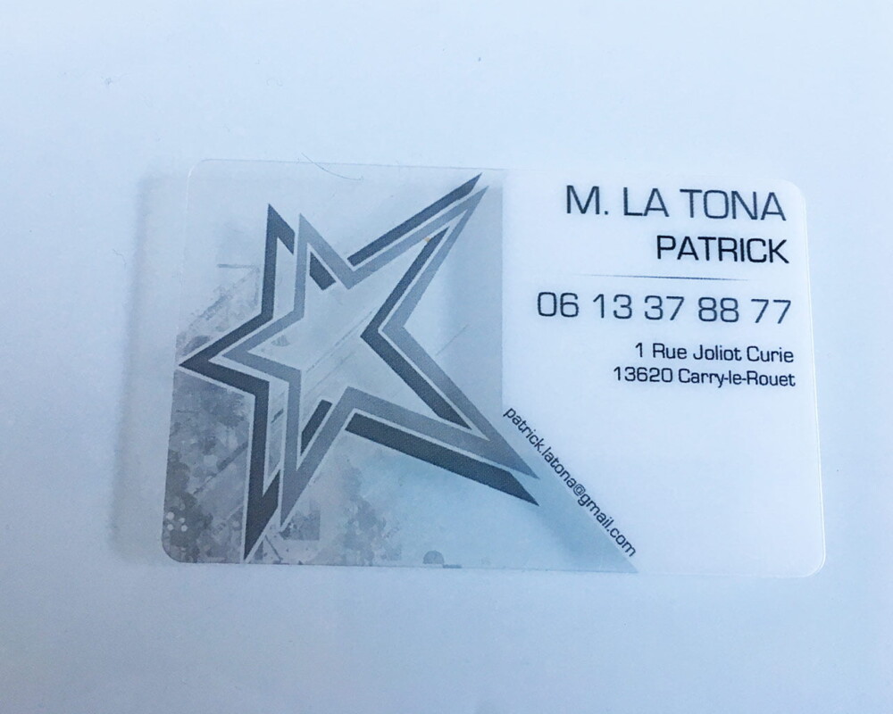 Cartes de visites Transparentes